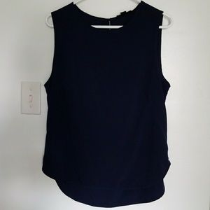 Sleeveless navy blue blouse